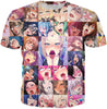 Ahegao Anime Girls Crew Neck T-Shirt - Aesthetic Cosplay, LLC