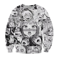 Ahegao Anime Girls Crew Neck Sweatshirt - Aesthetic Cosplay, LLC