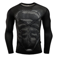 Superhero Compression T-Shirts - Men's Crew Neck - Superman Black Suit - Aesthetic Cosplay, LLC