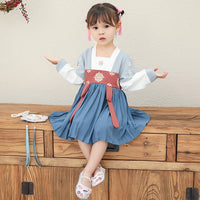 Childrens Chinese New Year Dress Short Sleeve Cheongsam Hanfu Dress Cute Costume for Girls